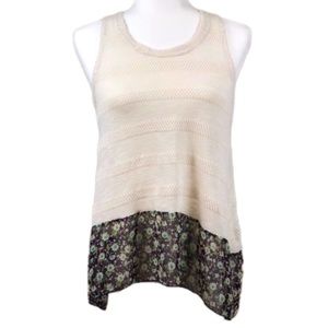 ORANGE CREEK Boho Coquette Sleeveless Knitted Tank Sweater Girly Preppy Blouse M